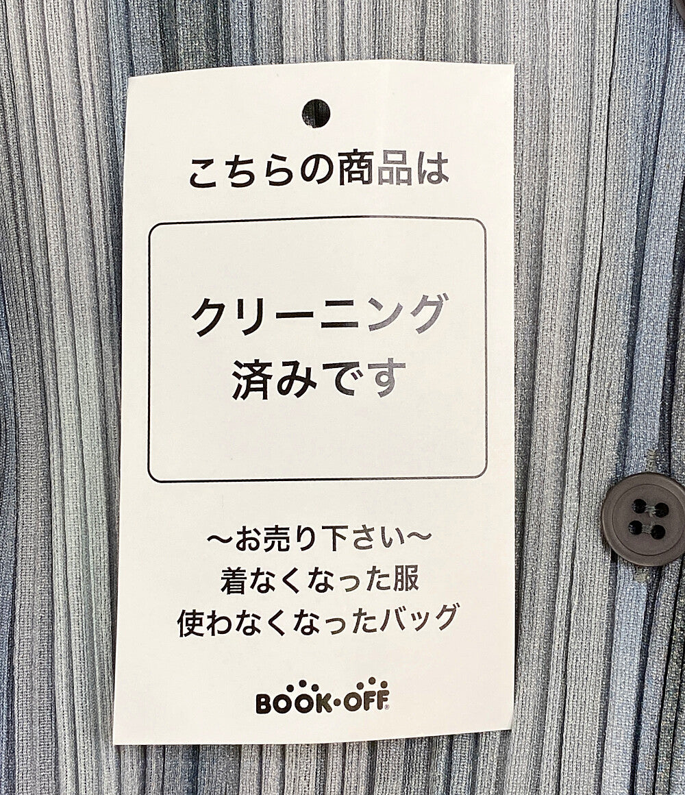 美品 PLEATS PLEASE 七分袖シャツ グレー グラデーション PP51-JJ643 レディース SIZE 3 プリーツプリーズ