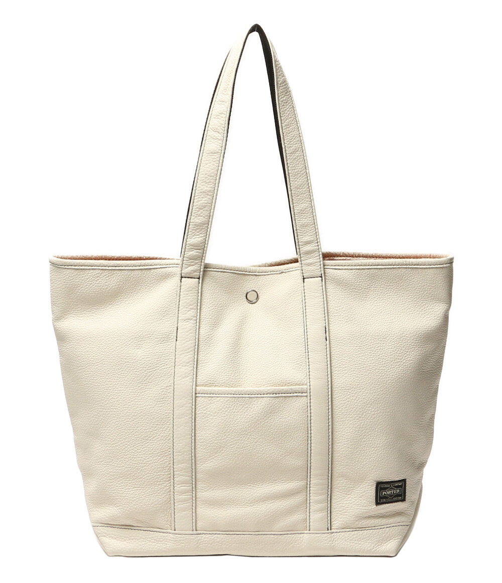 美品 PORTER トートバッグ STYLE TOTE BAG L レザー ホワイト レディース ポーター