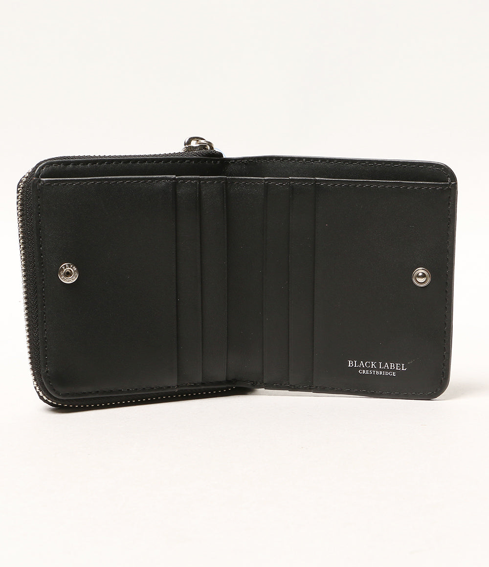 美品 BLACK LABEL CRESTBRIDGE 二つ折り財布 ブラック メタルプレート レディース ブラックレーベルクレストブリッジ
