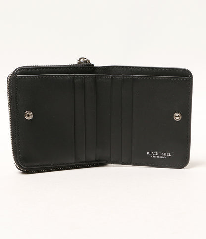 美品 BLACK LABEL CRESTBRIDGE 二つ折り財布 ブラック メタルプレート レディース ブラックレーベルクレストブリッジ