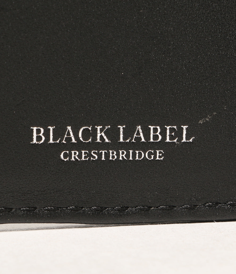 美品 BLACK LABEL CRESTBRIDGE 二つ折り財布 ブラック メタルプレート レディース ブラックレーベルクレストブリッジ