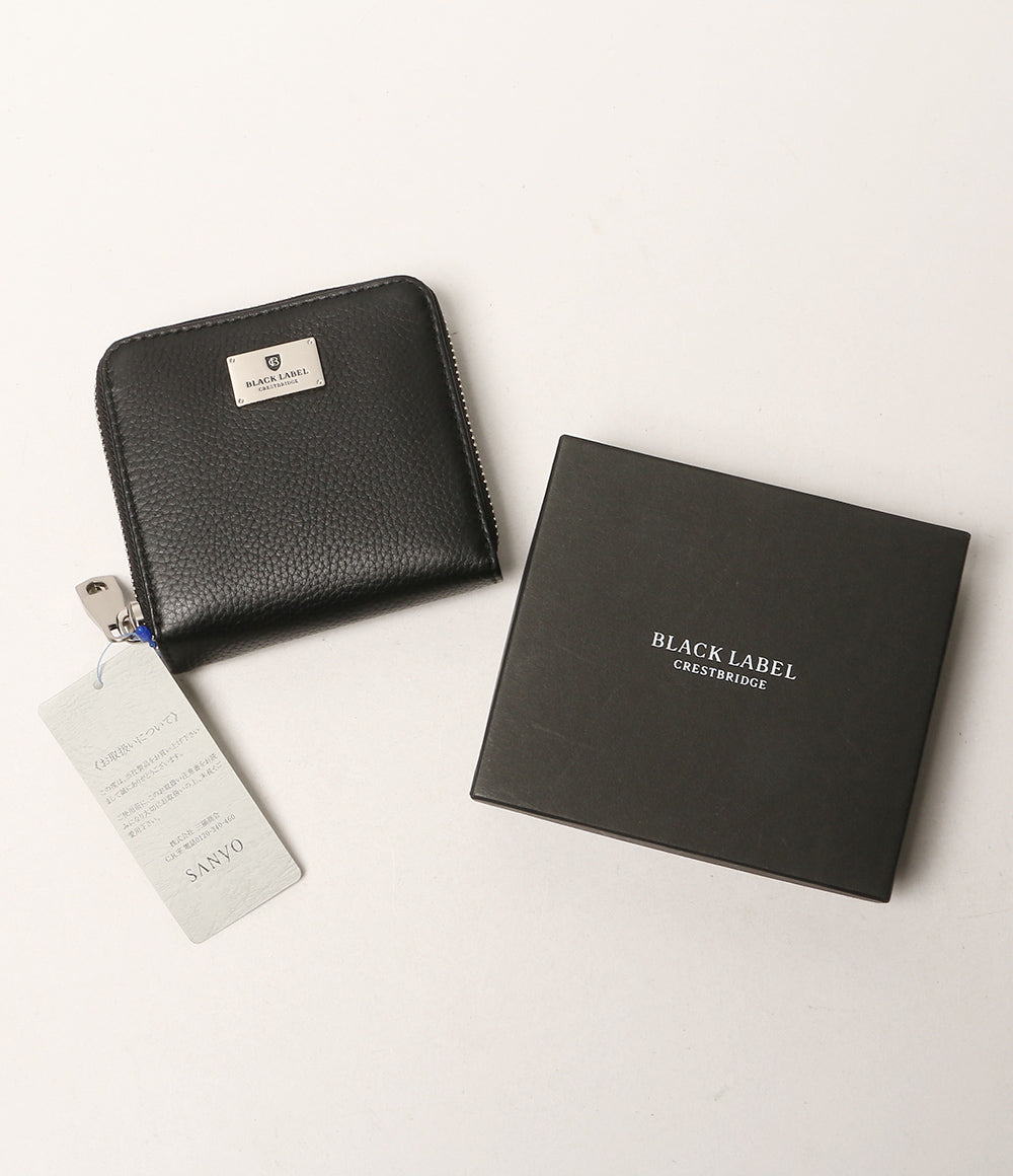 美品 BLACK LABEL CRESTBRIDGE 二つ折り財布 ブラック メタルプレート レディース ブラックレーベルクレストブリッジ