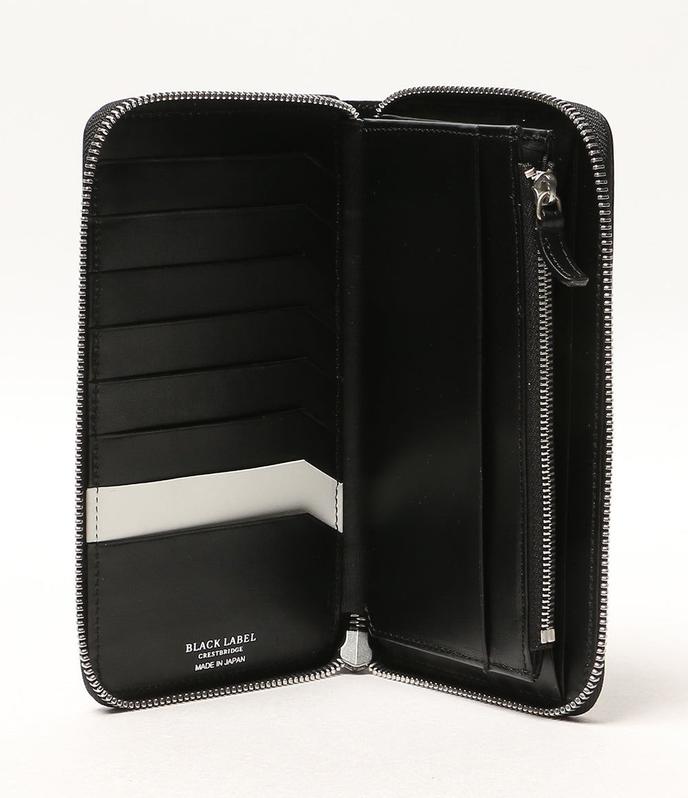 美品 BLACK LABEL CRESTBRIDGE 長財布 型押し ブラック メンズ ブラックレーベルクレストブリッジ