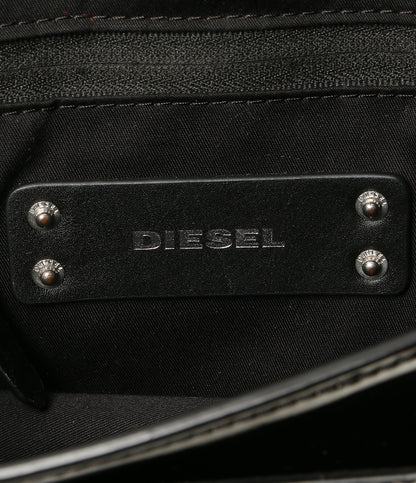 DIESEL ショルダーバッグ ブラック シルバー金具 ホワイトペイント風ロゴ レディース ディーゼル