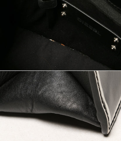 DIESEL ショルダーバッグ ブラック シルバー金具 ホワイトペイント風ロゴ レディース ディーゼル