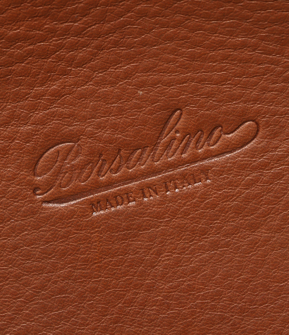 Borsalino トートバッグ キャンバス地 ブラウンレザー チェーンハンドル付 レディース ボルサリーノ