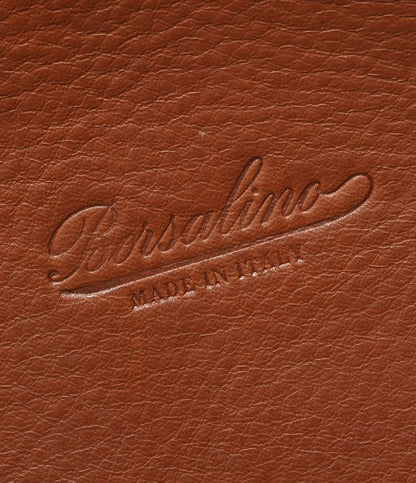 Borsalino トートバッグ キャンバス地 ブラウンレザー チェーンハンドル付 レディース ボルサリーノ