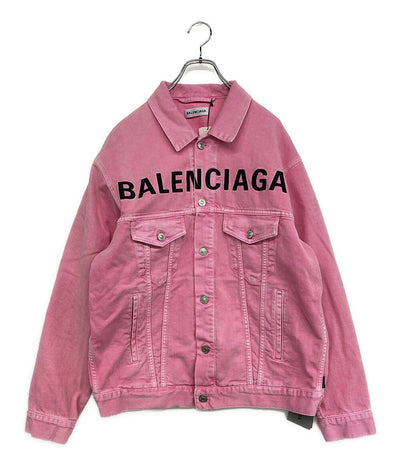 美品 BALENCIAGA ロゴデニムジャケット 594386 ピンク メンズ SIZE 34 バレンシアガ