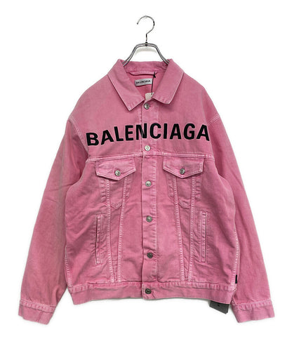 美品 BALENCIAGA ロゴデニムジャケット 594386 ピンク メンズ SIZE 34 バレンシアガ