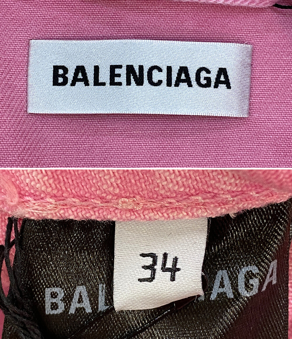 美品 BALENCIAGA ロゴデニムジャケット 594386 ピンク メンズ SIZE 34 バレンシアガ