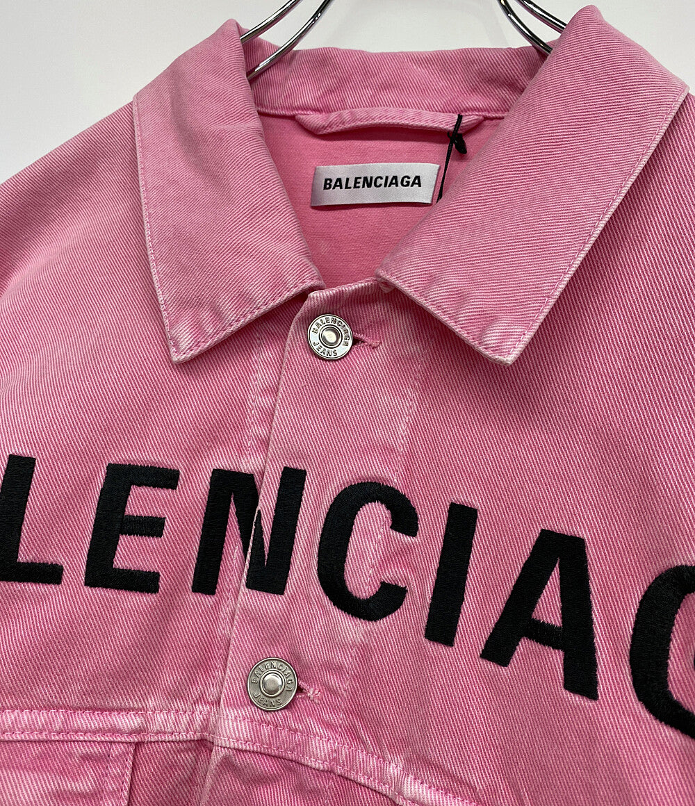 美品 BALENCIAGA ロゴデニムジャケット 594386 ピンク メンズ SIZE 34 バレンシアガ