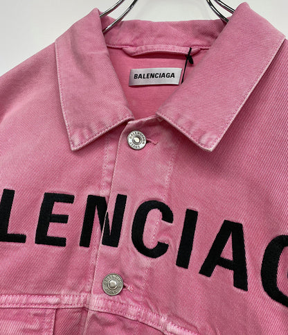 美品 BALENCIAGA ロゴデニムジャケット 594386 ピンク メンズ SIZE 34 バレンシアガ