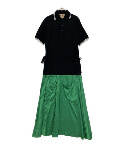 PLAN C 黒ポロワンピース 切替 ABCAB07KH1TC014 レディース SIZE 38 プラン シー