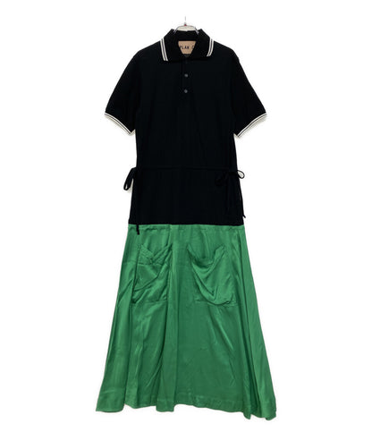 PLAN C 黒ポロワンピース 切替 ABCAB07KH1TC014 レディース SIZE 38 プラン シー