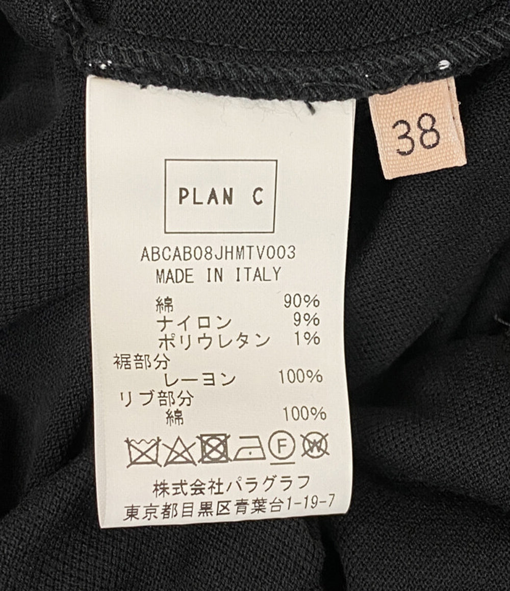 PLAN C 黒ポロワンピース 切替 ABCAB07KH1TC014 レディース SIZE 38 プラン シー