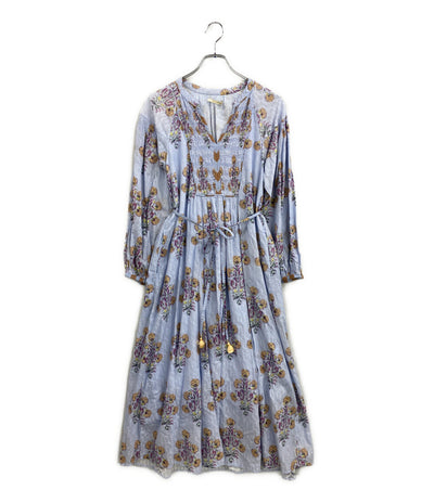 ne Quittez pas 長袖ワンピース コットン 花柄ライトブルー 010441GH1 レディース SIZE S ヌキテパ