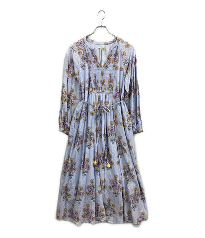 ne Quittez pas 長袖ワンピース コットン 花柄ライトブルー 010441GH1 レディース SIZE S ヌキテパ