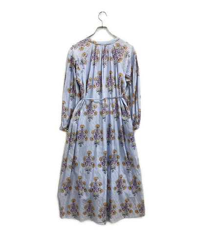 ne Quittez pas 長袖ワンピース コットン 花柄ライトブルー 010441GH1 レディース SIZE S ヌキテパ
