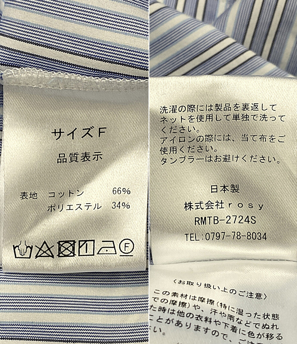 美品 ROSY MONSTER ロージーモンスター 長袖シャツ ダブルフリル ストライプブラウス RMTB-2724S レディース SIZE F