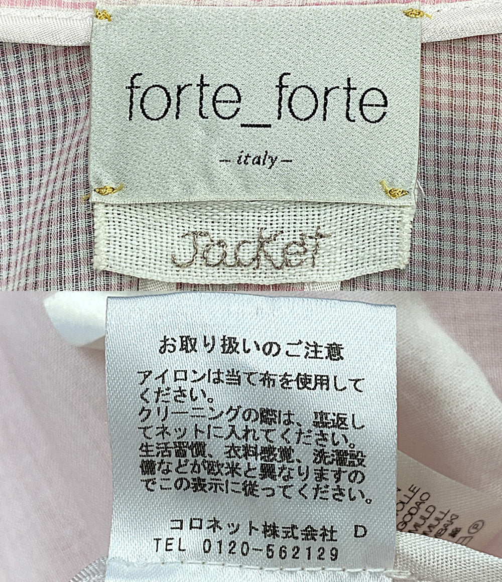 forte_forte チェック柄テーラードジャケット ピンク レディース SIZE - フォルテ フォルテ