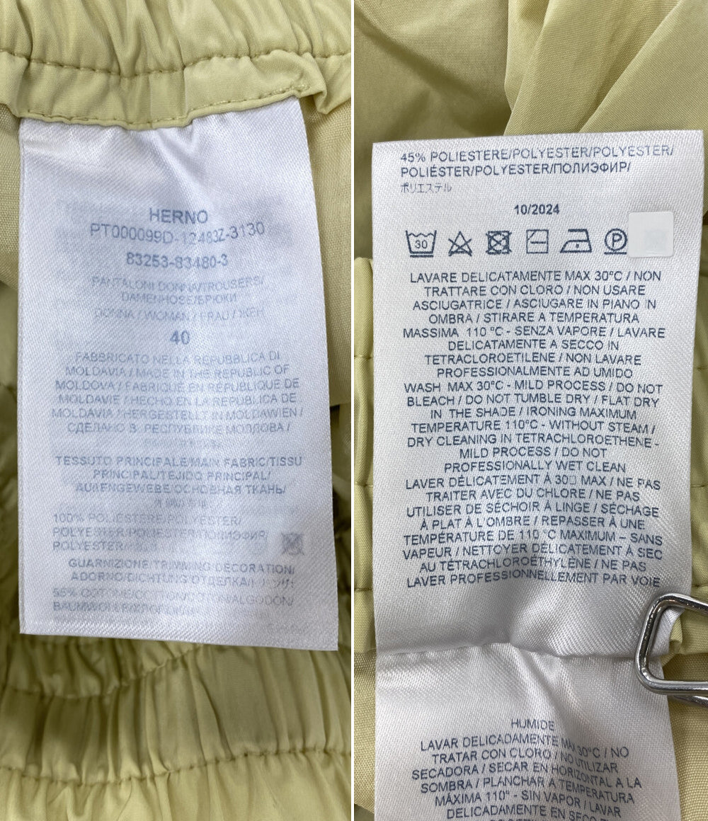 HERNO テクノタフタパンツ PT000099D-12483Z イエロー レディース SIZE 40 ヘルノ