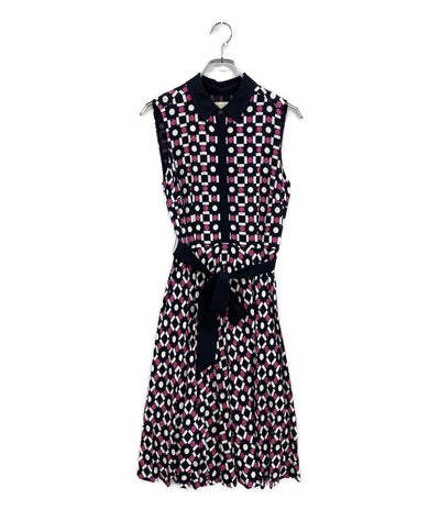 HOBBS ホブズ ノースリーブワンピース 総柄 ピンク レディース SIZE 10