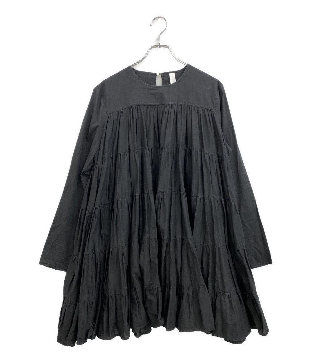 Merlette 長袖ワンピース SOLIMAN ティアード ブラック 9910300018 レディース SIZE S マーレット