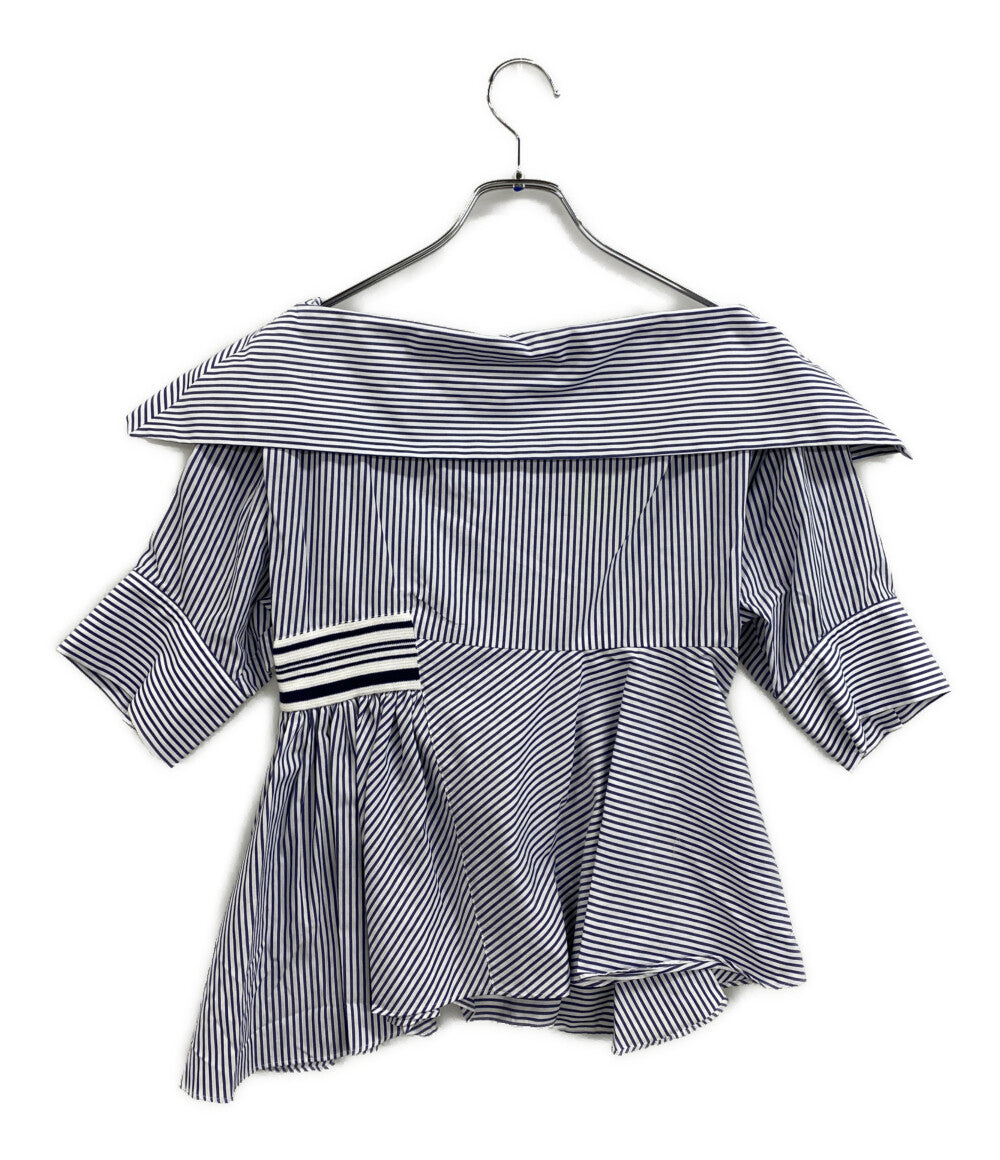 美品 ODAKHA オダカ 半袖シャツ ストライプ ブルー OH26SS-SH02 レディース SIZE 1