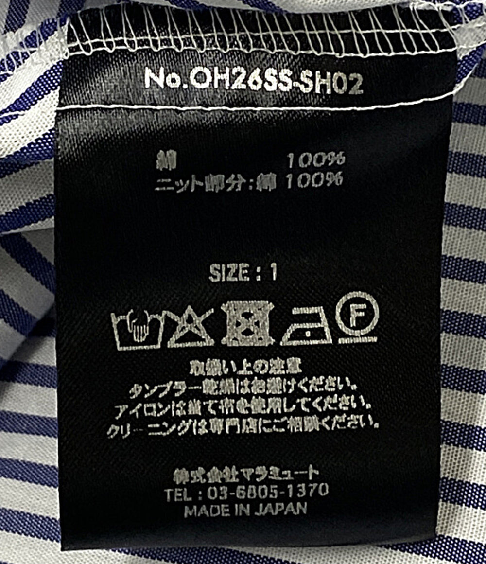 美品 ODAKHA オダカ 半袖シャツ ストライプ ブルー OH26SS-SH02 レディース SIZE 1