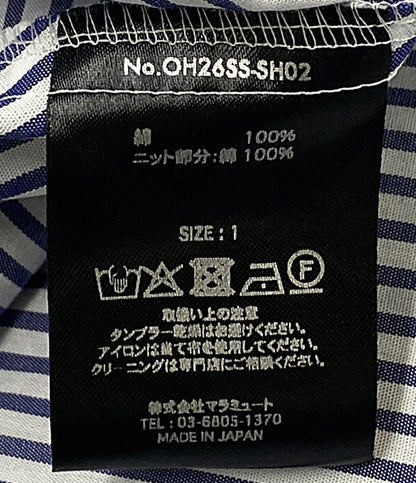 美品 ODAKHA オダカ 半袖シャツ ストライプ ブルー OH26SS-SH02 レディース SIZE 1