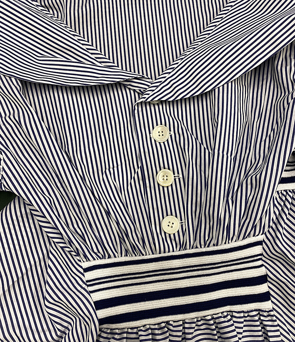 美品 ODAKHA オダカ 半袖シャツ ストライプ ブルー OH26SS-SH02 レディース SIZE 1