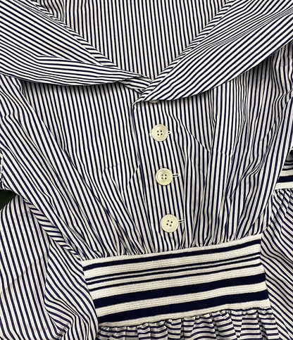 美品 ODAKHA オダカ 半袖シャツ ストライプ ブルー OH26SS-SH02 レディース SIZE 1