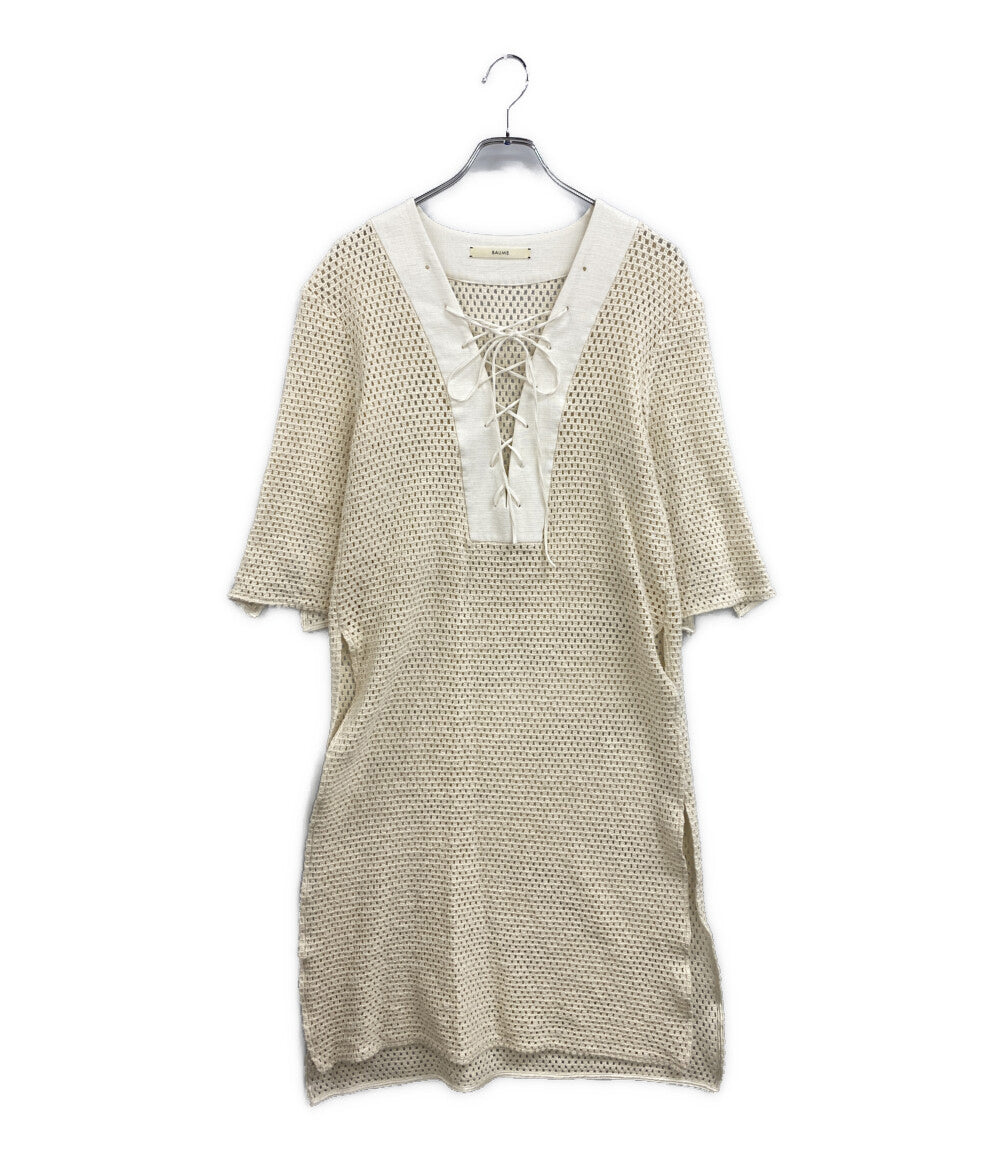 BAUME ボーメ 七分袖ワンピース レースアップカフタンドレス ホワイト 20SS 32003-24-4046 レディース SIZE 36