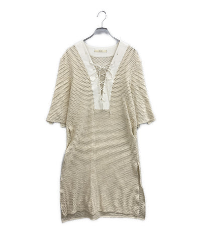 BAUME ボーメ 七分袖ワンピース レースアップカフタンドレス ホワイト 20SS 32003-24-4046 レディース SIZE 36