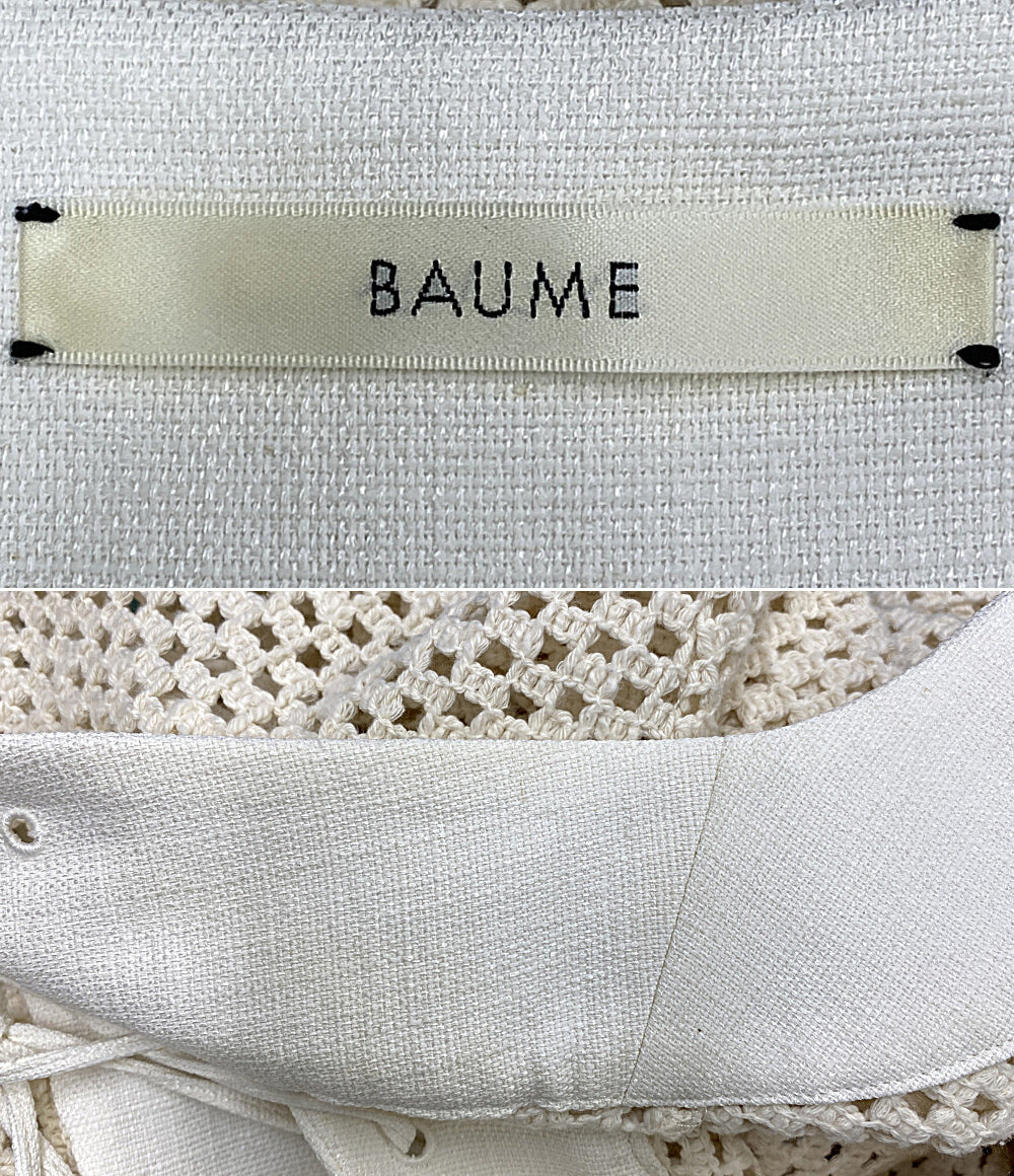 BAUME ボーメ 七分袖ワンピース レースアップカフタンドレス ホワイト 20SS 32003-24-4046 レディース SIZE 36