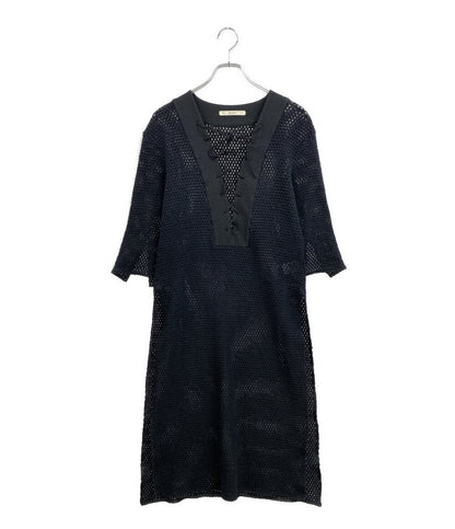 BAUME ボーメ 七分袖ワンピース レースアップカフタンドレス ブラック 20SS 32003-24-4046 レディース SIZE 36