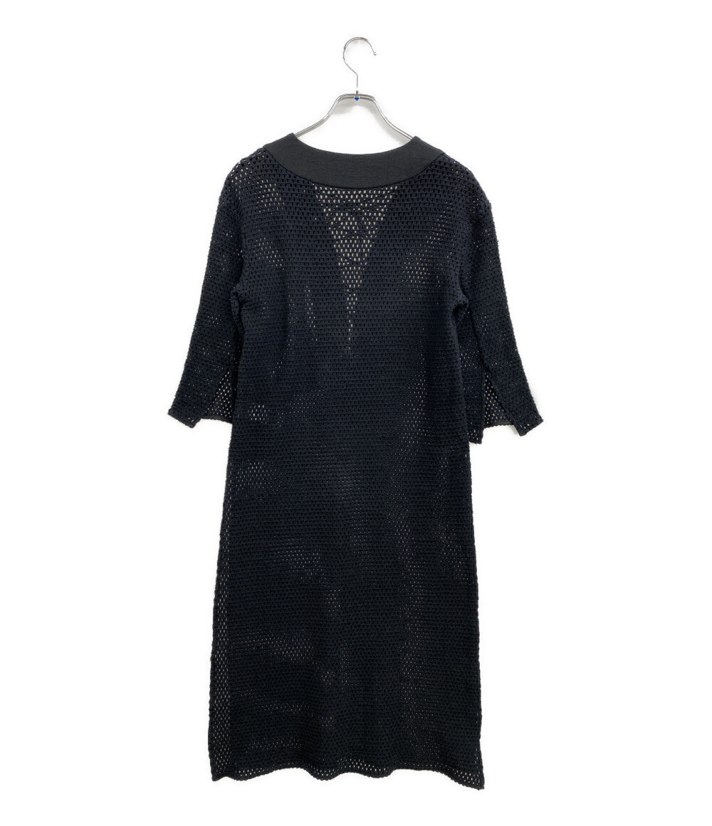 BAUME ボーメ 七分袖ワンピース レースアップカフタンドレス ブラック 20SS 32003-24-4046 レディース SIZE 36