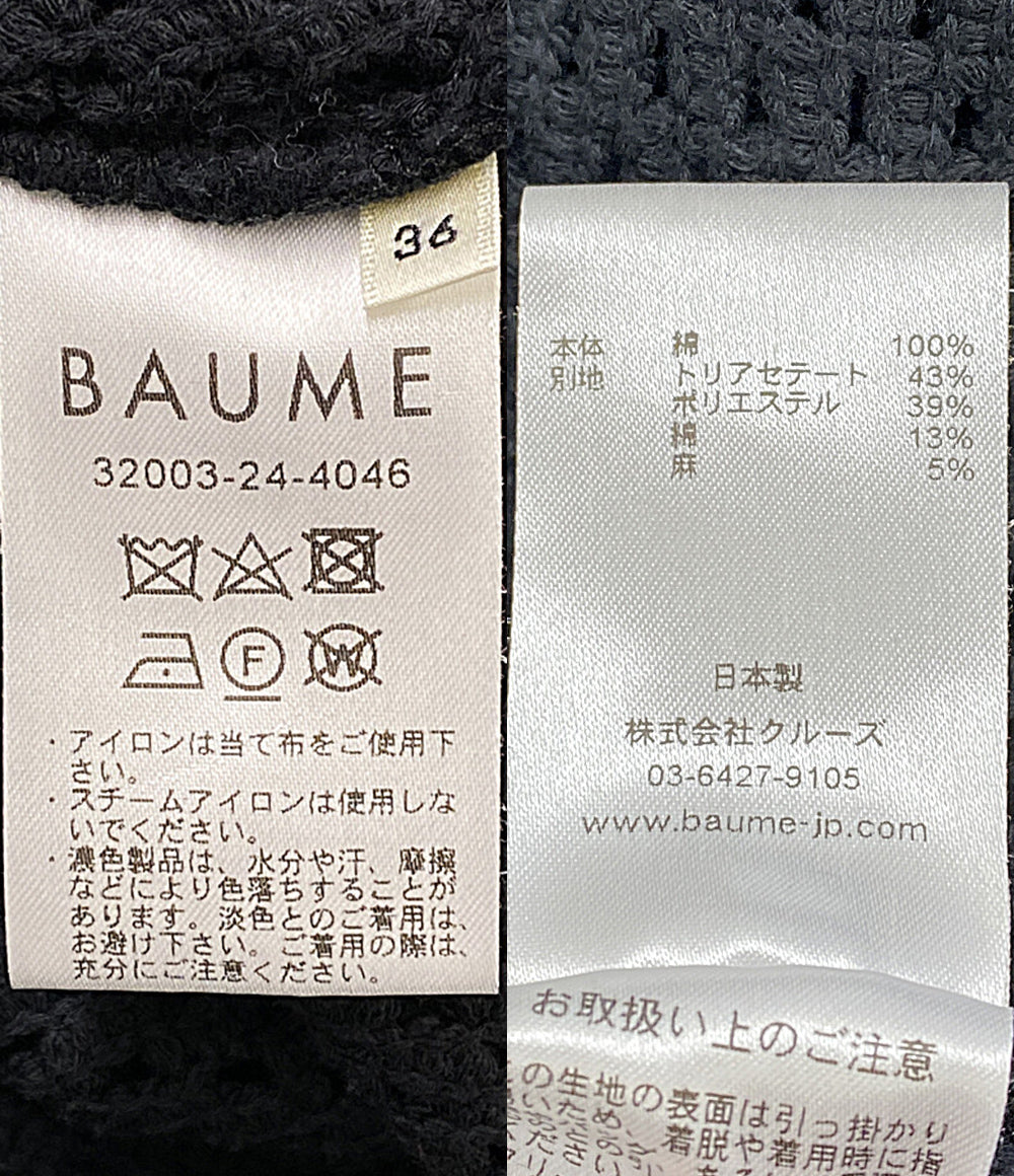 BAUME ボーメ 七分袖ワンピース レースアップカフタンドレス ブラック 20SS 32003-24-4046 レディース SIZE 36
