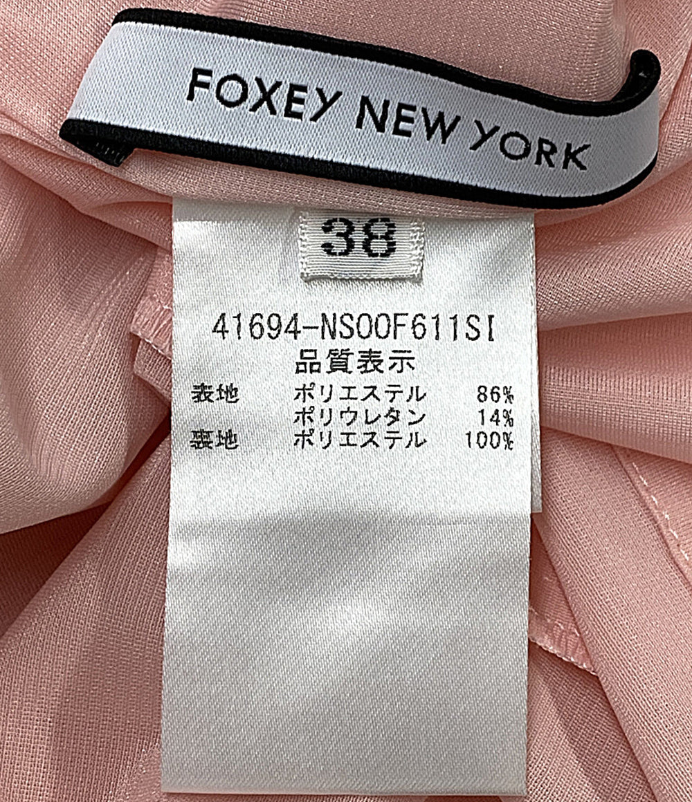 美品 foxey new york 半袖ワンピース 41694-NS00F611SI レディース SIZE 38 フォクシー ニューヨーク