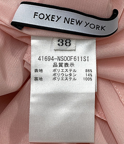 美品 foxey new york 半袖ワンピース 41694-NS00F611SI レディース SIZE 38 フォクシー ニューヨーク