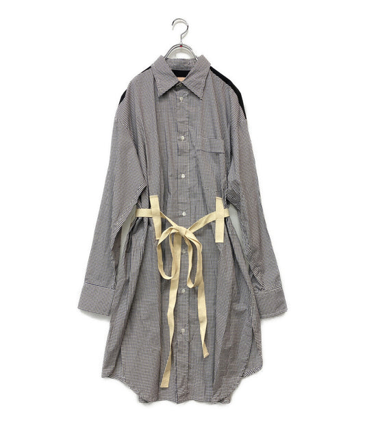PLAN C 長袖シャツワンピース ABCAB07KH1TC014 チェック柄 ファブリックテープベルト付 レディース SIZE 38 プラン シー