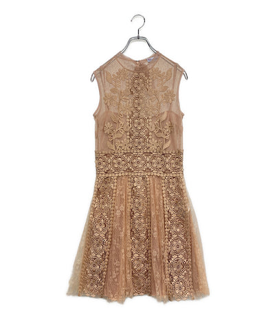RED VALENTINO ノースリーブワンピース TR3VA11B4TB 総レース ピンクベージュ レディース SIZE 40 レッドヴァレンティノ