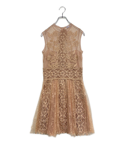 RED VALENTINO ノースリーブワンピース TR3VA11B4TB 総レース ピンクベージュ レディース SIZE 40 レッドヴァレンティノ