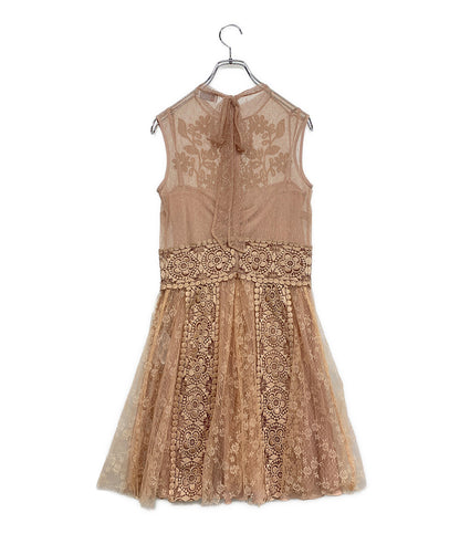 RED VALENTINO ノースリーブワンピース TR3VA11B4TB 総レース ピンクベージュ レディース SIZE 40 レッドヴァレンティノ