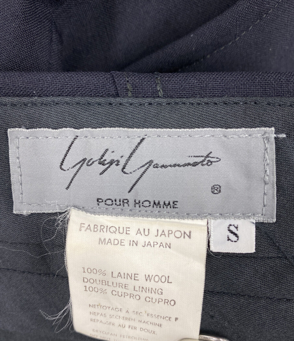 YOHJI YAMAMOTO タック入りワイドパンツ ネイビー メンズ SIZE S ヨウジヤマモト
