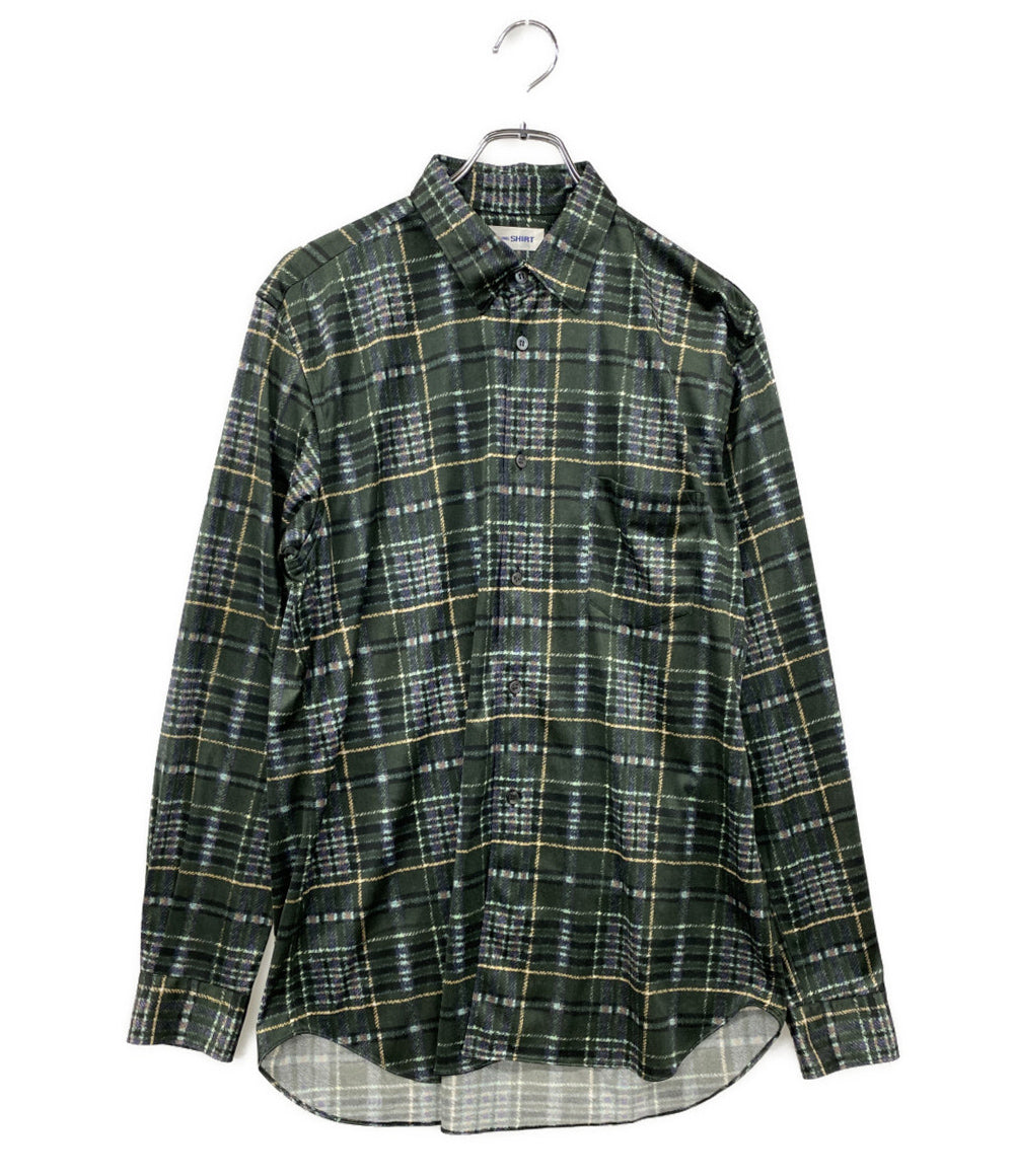 COMME des GARCONS SHIRT 長袖シャツ サテン グリーン系 総柄 メンズ SIZE L コムデギャルソンシャツ