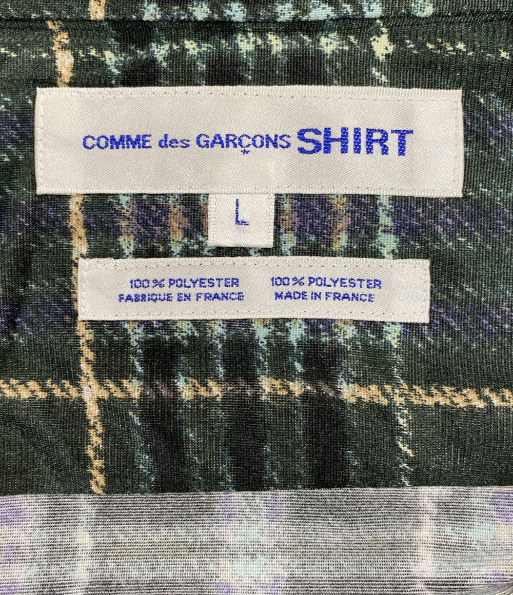 COMME des GARCONS SHIRT 長袖シャツ サテン グリーン系 総柄 メンズ SIZE L コムデギャルソンシャツ