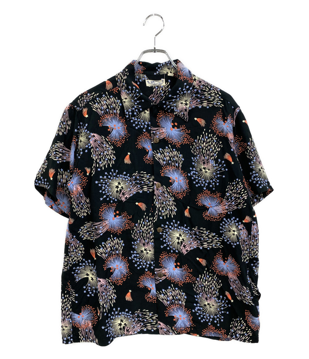 美品 SUN SURF 半袖シャツ 花火 ブラック地 SS37837JS メンズ SIZE M サンサーフ