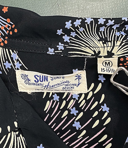 美品 SUN SURF 半袖シャツ 花火 ブラック地 SS37837JS メンズ SIZE M サンサーフ