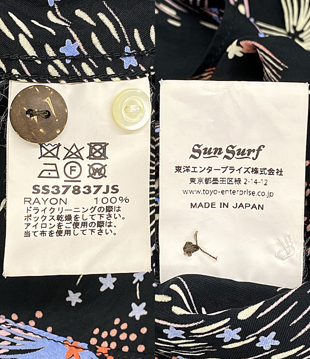 美品 SUN SURF 半袖シャツ 花火 ブラック地 SS37837JS メンズ SIZE M サンサーフ